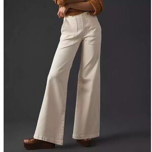 Pilcro the Kit Utility Wide Leg Pants Cream Denim